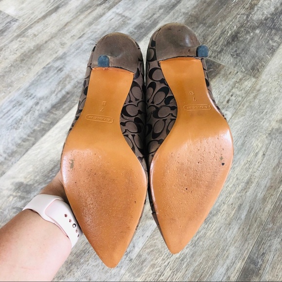 Coach Embossed Monogram Logo Pointy Toe Heels - Neutral - Picture 5 of 6